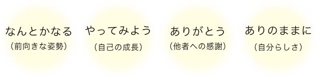 やってみよう ありがとう なんとかなる ありのままに